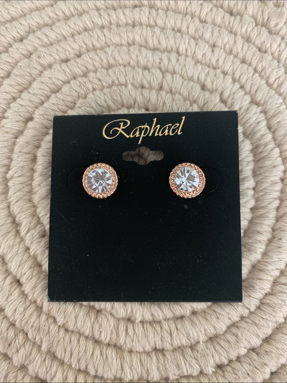 Raphael Rose Gold Crystal Halo Stud Earrings